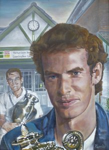 Los campeones masculinos de Wimbledon visitan el Leamington Lawn Tennis And Squash Club (pintura)