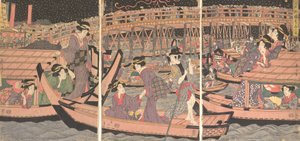 Refrescándose en Ryogoku en Edo, principios-mediados del siglo XIX