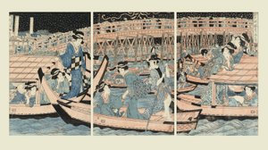 Refrescarse en el puente Ryogoku de Kikugawa Eizan