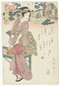 Yugao Doce capítulos de la historia de Genji (título de la serie) Genji junijo (título de serie sobre objeto) de Kikugawa Eizan