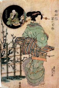 Cortesana girando la cabeza. Estampa japonesa de Kitugawa Eizan (1787-1867) siglo XIX Rennes, Museo de Bellas Artes