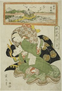 Gansos descendiendo en Katada (Katada rakugan), de la serie "Ocho vistas de Omi a la moda (Furyu Omi hakkei)" de Kikukawa Eizan