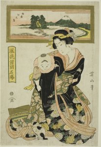 Enoshima en la provincia de Sagami (Soshu Enoshima), de la serie "Lugares famosos elegantes en las diversas provincias (Furyu shokoku meisho)" de Kikukawa Eizan