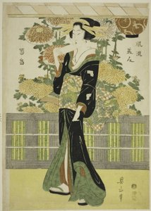 Bellezas a la moda en un jardín de crisantemos (Furyu bijin kikubatake) de Kikukawa Eizan
