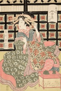 Impresión Ukiyo-e de cortesana por Eizan, c.1810 de Kikukawa Eizan