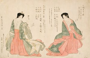Mujeres con dos trajes de corte, 1801 de Kikukawa Eizan