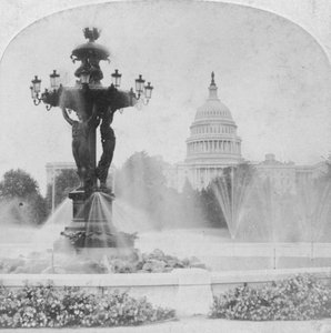 La Fuente Bartholdi y el Capitolio, Washington DC, EE.UU., finales del siglo XIX o principios del siglo XX