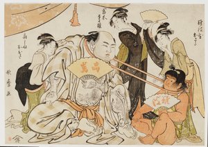 Un juego de tirón de cuello de Kitagawa Utamaro
