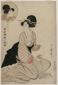 Una Mujer Atractiva que se Parece al Actor Iwai Hanshiro V de Kitagawa Utamaro