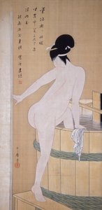 Bañarse en agua fría de Kitagawa Utamaro