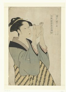 mujer leyendo carta Diez aspectos de los rasgos faciales femeninos (título de la serie) Fujo ninso juppin (título de la serie sobre el objeto) de Kitagawa Utamaro