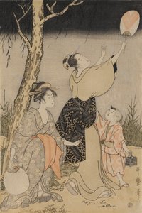 Cazando luciérnagas bajo un sauce (detalle), c. 1796-1797 de Kitagawa Utamaro