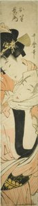 Choemon lleva a Ohan a la espalda de Kitagawa Utamaro