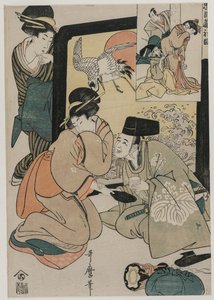 Chushingura: Acto I de El almacén de la lealtad de Kitagawa Utamaro