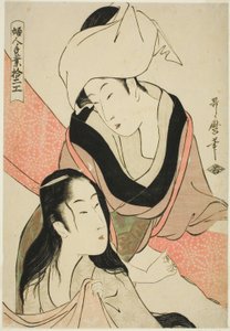 Tejedora, de la serie "Doce tipos de artesanía femenina (Fujin tewaza juni ko)"