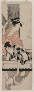 Pareja en un bote de Kitagawa Utamaro