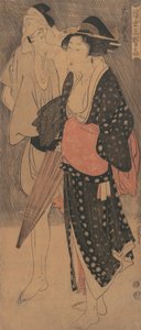 Pareja en una lluvia vespertina, ca. 1800 de Kitagawa Utamaro