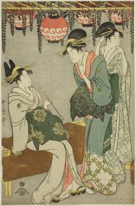 Cortesanas bajo la Pérgola de Glicinas de Kitagawa Utamaro