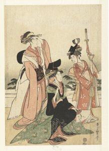 Cortesana imitando a un cortesano. de Kitagawa Utamaro