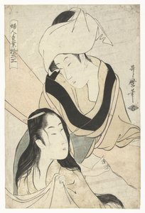 paños de estiramiento Doce habilidades femeninas (título de la serie) Fujin tewaza juniko (título de la serie sobre el objeto) de Kitagawa Utamaro