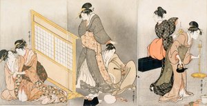 Almohada doble. Tríptico, ca 1794 de Kitagawa Utamaro