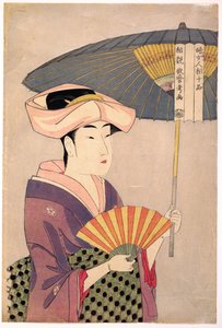Mujer sosteniendo un parasol, de la serie Diez tipos en el estudio fisonómico de mujeres de Kitagawa Utamaro