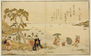 Recogiendo conchas en marea baja, del libro ilustrado "Regalos de la marea baja (Shiohi no tsuto)"
