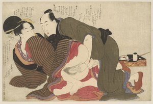 hombre casado y viuda Negai no itoguchi (título de la serie) de Kitagawa Utamaro