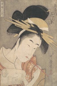 Hanamurasaki del Tamaya, de la serie Siete Komachi de los Barrios del Placer, ca. 1790 de Kitagawa Utamaro