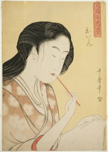 Cortesana de alto rango, de la serie Cinco tonos de tinta en el barrio norte (Hokkoku goshiki-zumi) (Oiran) de Kitagawa Utamaro