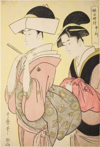 Hora del Mono [4pm] (Saru no koku), de la serie "Reloj de sol de mujeres jóvenes (Musume hi-dokei)" de Kitagawa Utamaro