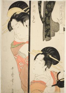 Hora del Buey (Ushi no koku) Barrio de Placer Fukagawa (Tatsumi), de la serie "Costumbres de bellezas alrededor del reloj (Fuzoku bijin tokei)" de Kitagawa Utamaro