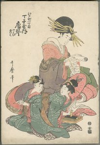 Karagoto de Chōjiya con sus acompañantes Yayoi y Ageha