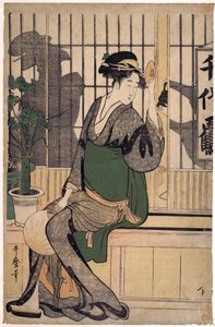 La casa de té Chiyozuru (Sombras en el Shoji) de Kitagawa Utamaro
