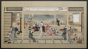 Revelry a la luz de la luna en Dozo Sagami, finales del siglo XVIII de Kitagawa Utamaro