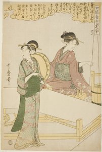 No. 11 (juichi), de la serie "Mujeres dedicadas a la industria de la sericultura (Joshoku kaiko tewaza-gusa)" de Kitagawa Utamaro