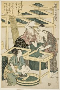 No. 3 (san), de la serie "Mujeres dedicadas a la industria de la sericultura (Joshoku kaiko tewaza-gusa)"