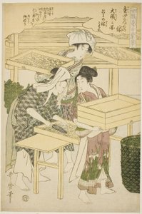 No. 4 (shi), de la serie "Mujeres dedicadas a la industria de la sericultura" de Kitagawa Utamaro