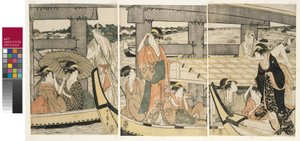 Encima y debajo del Puente Ryogoku de Kitagawa Utamaro