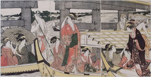 Encima y debajo del puente Ryogoku, c. 1796 de Kitagawa Utamaro