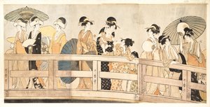 Encima y debajo del Puente Ryogoku, c. 1800