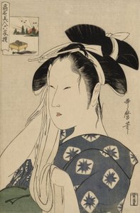La viuda de Asahiya, de la serie Bellezas renombradas comparadas con los seis poetas inmortales de Kitagawa Utamaro