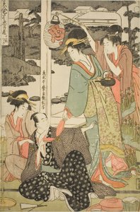 El drama de Chushingura parodiado por famosas bellezas: un conjunto de doce impresiones de Kitagawa Utamaro