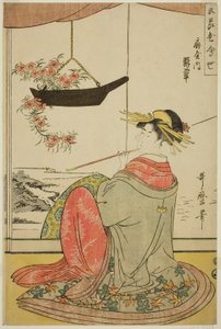 La cortesana Hisui de la Casa del Abanico (Ogiya uchi Hisui), de la serie La competencia de flores de los cinco festivales (Gosechi hana awase) de Kitagawa Utamaro