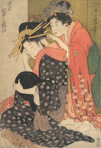 La Oiran Yoso-oi sentada en su tocador, ca. 1799