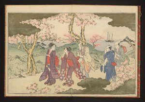 Las colinas de Gotenyama, Edo, con vistas a la bahía de Edo de Kitagawa Utamaro