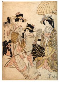 Tres mujeres como arqueras de Kitagawa Utamaro