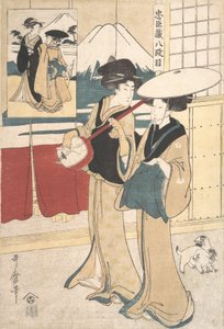Dos Tori-oi, o mujeres músicas itinerantes de la clase Eta de Kitagawa Utamaro
