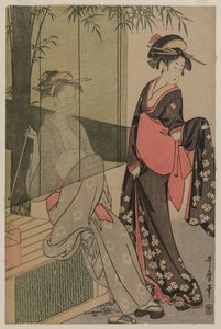Dos mujeres junto a una persiana de bambú, c. 1797 o 1798 de Kitagawa Utamaro