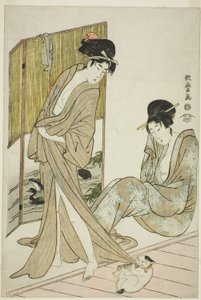 Dos mujeres jóvenes después de un baño de Kitagawa Utamaro